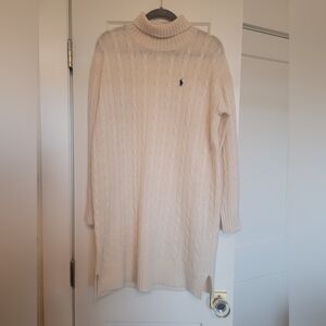Ralph Lauren Polo Wool and Cashmere Cream Knit Sweater Dress